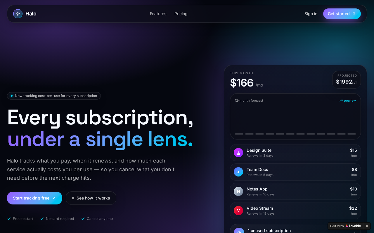 Halo — Subscription Intelligence
